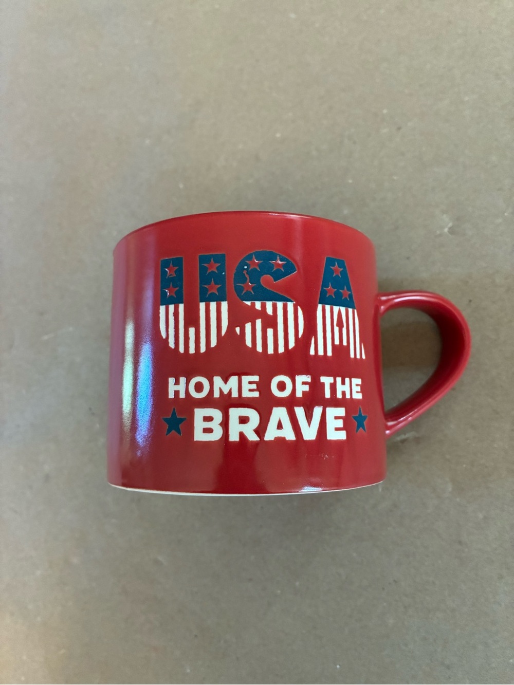 Red 'USA Home of the Brave' Ceramic Coffee Mug 12oz
